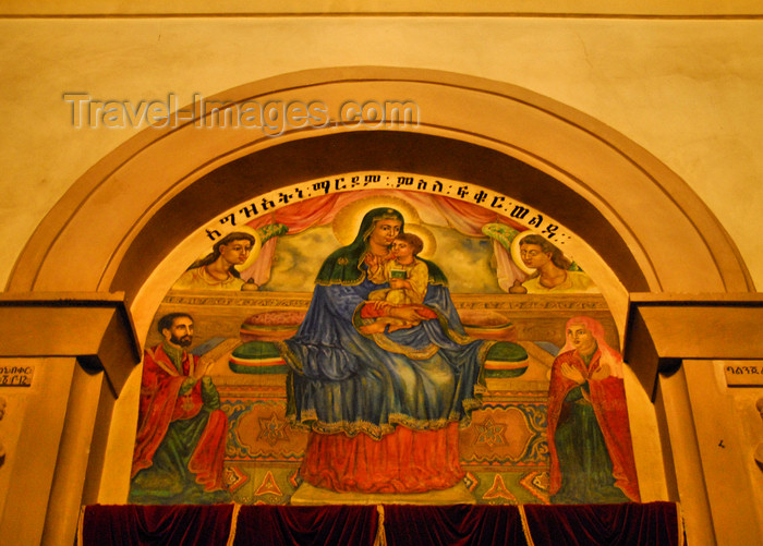 ethiopia82: Addis Ababa, Ethiopia: Holy Trinity Cathedral - the Virgin, Jesus and the imperial family - photo by M.Torres - (c) Travel-Images.com - Stock Photography agency - Image Bank