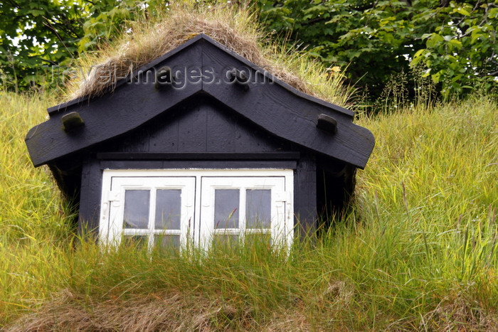 faeroe129: Tórshavn, Streymoy island, Faroes: roof window of a Faroese house - green roof using sod on top of several layers of birch bark - photo by A.Ferrari - (c) Travel-Images.com - Stock Photography agency - Image Bank