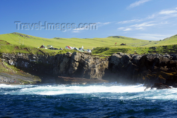 faeroe37: Mykines island, Faroes: Mykines village seen from the sea - the island is home to less than twenty people - photo by A.Ferrari - (c) Travel-Images.com - Stock Photography agency - Image Bank