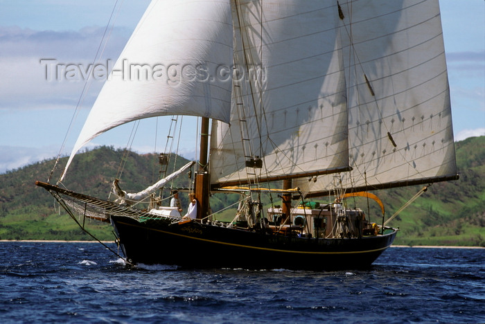 fiji13: Yasawa Islands, Fiji: the 106 ft Dutch built double masted schooner La Violante at sail near the coast - sailing ship - photo by C.Lovell - (c) Travel-Images.com - Stock Photography agency - Image Bank