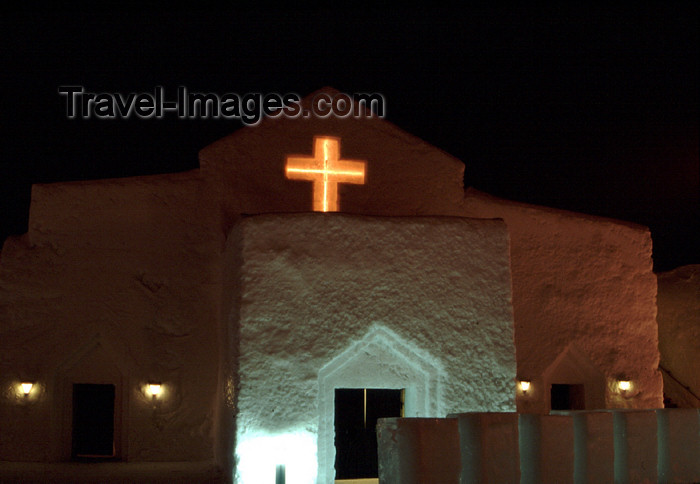 fin105: Finland - Lapland - Kemi - snow church - nocturnal - Arctic images by F.Rigaud - (c) Travel-Images.com - Stock Photography agency - Image Bank