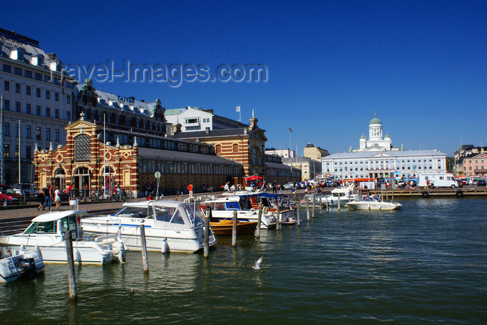 fin163: Helsinki, Finland: Market hall / Vanha kauppahalli, port, City hall and the Cathedral - photo by A.Ferrari - (c) Travel-Images.com - Stock Photography agency - Image Bank