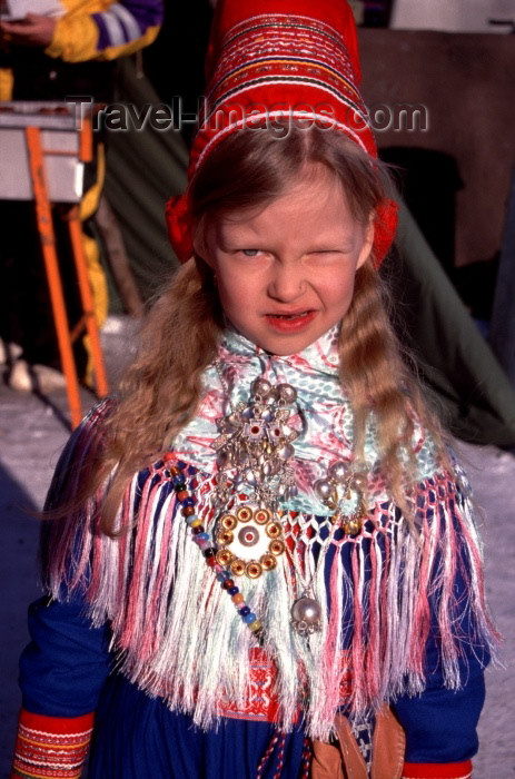 fin50: Finland - Hatta / Heahtta - Lapland - Enontekiö  municipality: Sami girl in traditional dress (photo by F.Rigaud) - (c) Travel-Images.com - Stock Photography agency - Image Bank