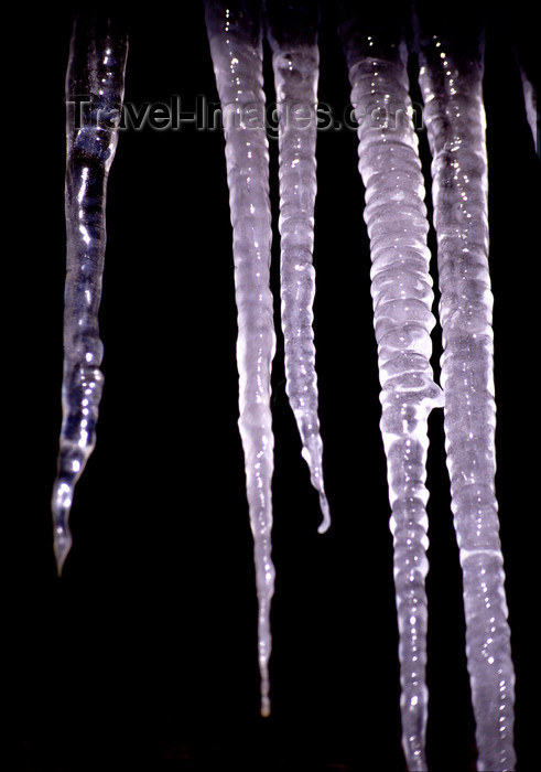 fin84: Finland - Lapland - ice stalactites in the night - Arctic images by F.Rigaud - (c) Travel-Images.com - Stock Photography agency - Image Bank