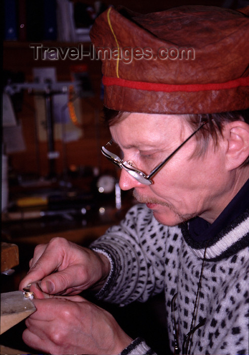 fin85: Finland - Lapland - Inari - artisan - jewler at work - Arctic images by F.Rigaud - (c) Travel-Images.com - Stock Photography agency - Image Bank