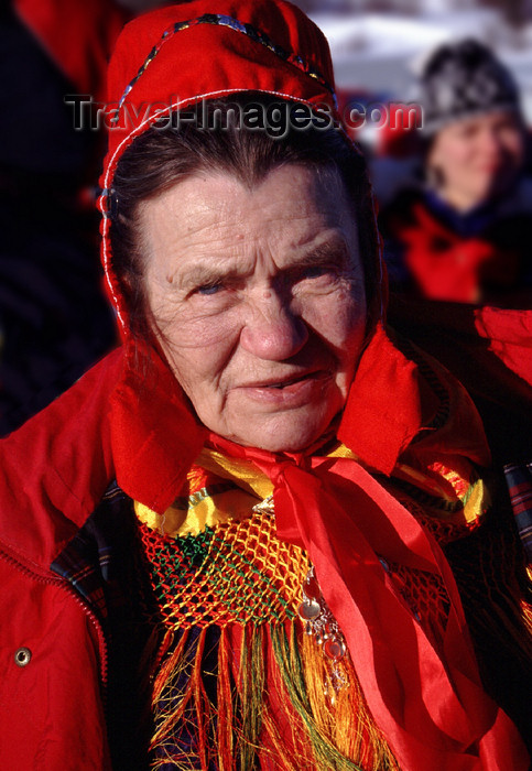 fin91: Finland - Lapland - Ivalo - Sami woman in traditional atire - Arctic images by F.Rigaud - (c) Travel-Images.com - Stock Photography agency - Image Bank