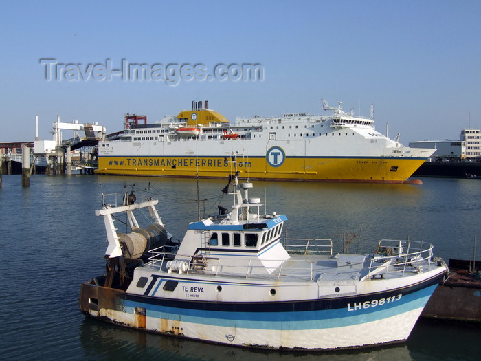 france1236: Le Havre, Seine-Maritime, Haute-Normandie, France: Transmanche Seven Sisters Cross Channel Ferry, Fishing Boat - Normandy - photo by A.Bartel - (c) Travel-Images.com - Stock Photography agency - Image Bank