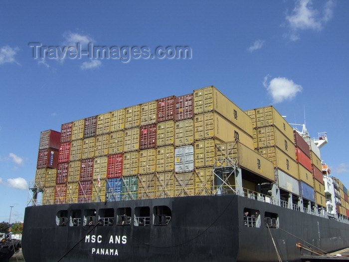 france1263: Le Havre, Seine-Maritime, Haute-Normandie, France: stern of the MSC Ans Container Ship - photo by A.Bartel - (c) Travel-Images.com - Stock Photography agency - Image Bank