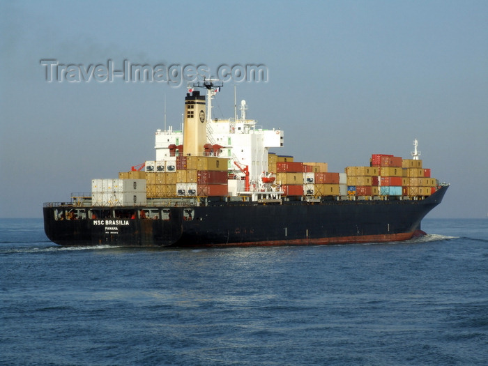 france1274: Le Havre, Seine-Maritime, Haute-Normandie, France: MSC Brasilia Container Ship leaving the port - photo by A.Bartel - (c) Travel-Images.com - Stock Photography agency - Image Bank