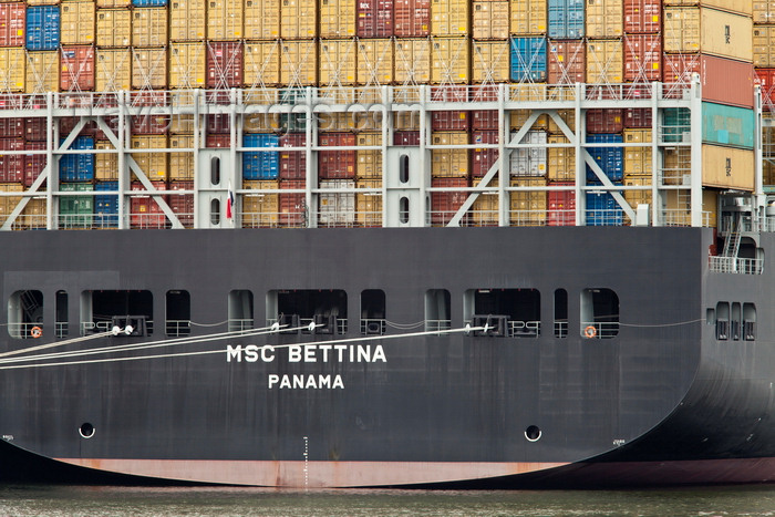 france1332: Le Havre, Seine-Maritime, Haute-Normandie, France: stern of the MSC Bettina Container Ship - photo by A.Bartel - (c) Travel-Images.com - Stock Photography agency - Image Bank