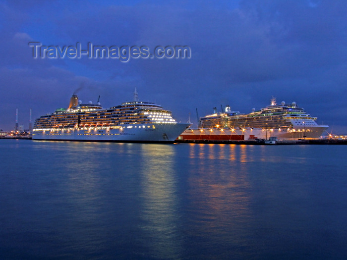 france1338: Le Havre, Seine-Maritime, Haute-Normandie, France: Cruise Ships at dusk - P+O Arcadia and Celebriy Eclipse - photo by A.Bartel - (c) Travel-Images.com - Stock Photography agency - Image Bank