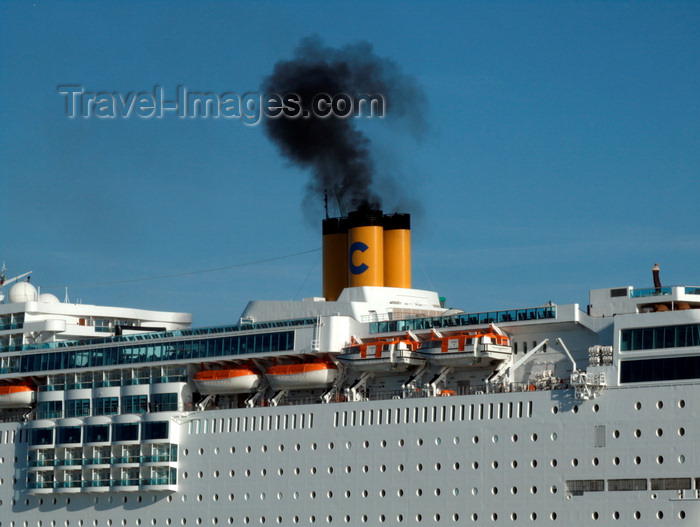 france1368: Le Havre, Seine-Maritime, Haute-Normandie, France: Diesel Fumes, Costa Romantica Cruise Ship - Normandy - photo by A.Bartel - (c) Travel-Images.com - Stock Photography agency - Image Bank