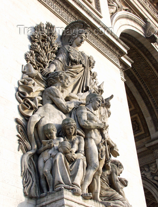 france142: Paris, France: Arc de Triomphe - the people - place de l’Étoile - bas-relief  'La Paix de 1815' by Antoine Etex - photo by K.White - (c) Travel-Images.com - Stock Photography agency - Image Bank