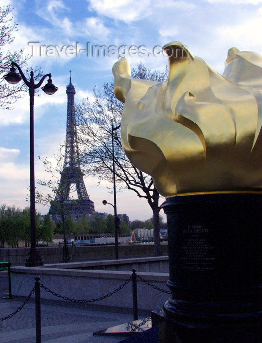 france146: France - Paris: Eiffel tower and liberty flame - photo by K.White - (c) Travel-Images.com - Stock Photography agency - Image Bank