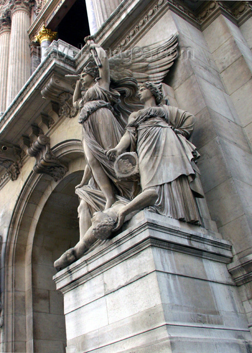 france171: France - Paris: L'Opéra Garnier - statues representing Lyrical drama - sculptor Jean-Joseph Perraud - IXeme - photo by K.White - (c) Travel-Images.com - Stock Photography agency - Image Bank