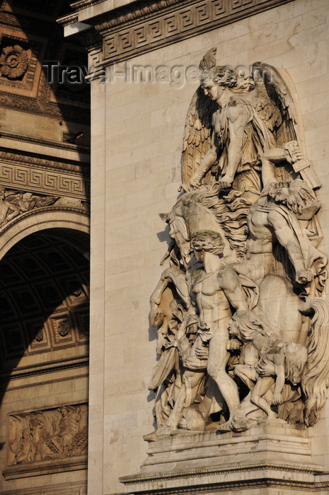 france556: Paris, France: Arc de Triomphe - Place Charles de Gaulle - sculpture 'La Résistance de 1814' over the ashlar masonry, sculptor Antoine Etex - photo by M.Torres - (c) Travel-Images.com - Stock Photography agency - Image Bank