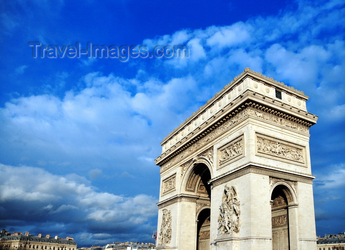 france557: Paris, France: Arc de Triomphe - Place Charles de Gaulle - commissioned in 1806 after the victory at Austerlitz by Napoleon, honours the soldiers of the French Revolutionary and the Napoleonic Wars - architects Jean Chalgrin, Louis-Étienne Héricart de Thury - photo by M.Torres - (c) Travel-Images.com - Stock Photography agency - Image Bank