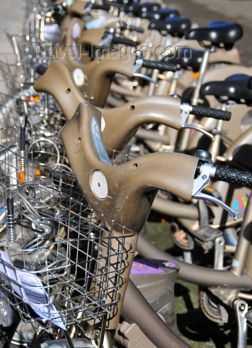 france569: Paris, France: bikes at a Vélib’ station, the city's public bicycle sharing system - bikes are made by Mercier - photo by M.Torres - (c) Travel-Images.com - Stock Photography agency - Image Bank