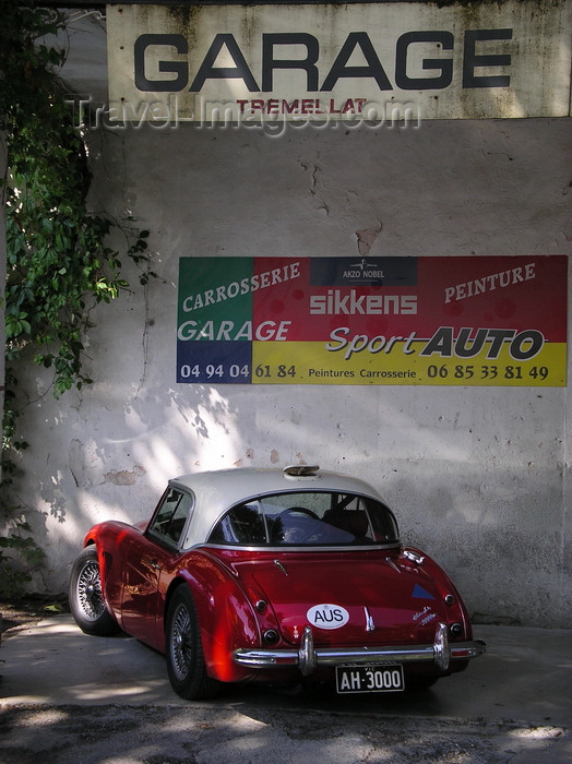 france904: Montmeyan, Var, PACA, France: red Austin Healey with Australian (Victoria) license plates, at Garage Tremellat - Route Barjols - photo by T.Marshall - (c) Travel-Images.com - Stock Photography agency - Image Bank
