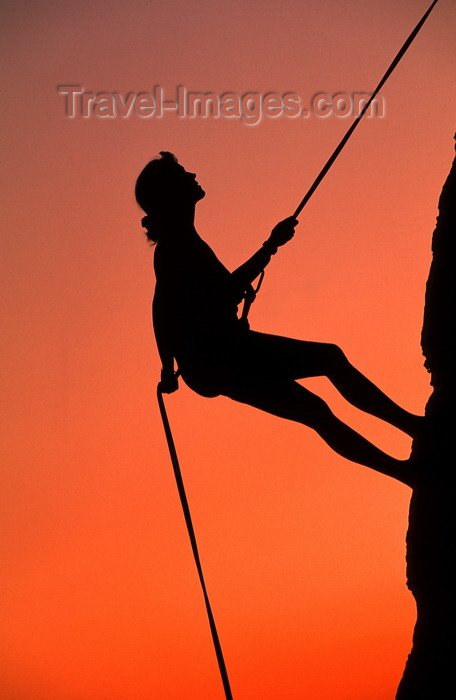 france915: Gorges du Verdon, Alpes-de-Haute-Provence, PACA, France: silhouette o climber rapelling on rocks at sunset - mountaineering - photo by S.Egeberg - (c) Travel-Images.com - Stock Photography agency - Image Bank