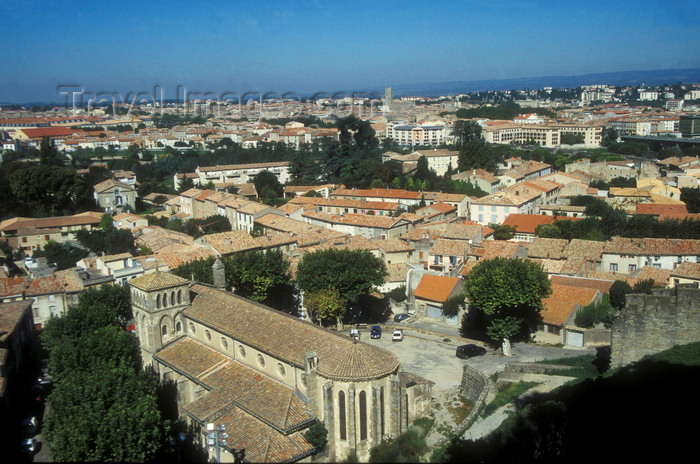 france928: Carcassone, Aude, Languedoc-Roussillon, France: View from Castle to New Town - Église Saint-Gimer - vue sur la ville basse - photo by D.Forman - (c) Travel-Images.com - Stock Photography agency - Image Bank