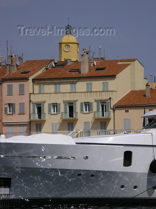 france935: Saint-Tropez, Var, PACA, France: yacht, houses and bell tower of the Church of Saint-Tropez - photo by T.Marshall - (c) Travel-Images.com - Stock Photography agency - Image Bank