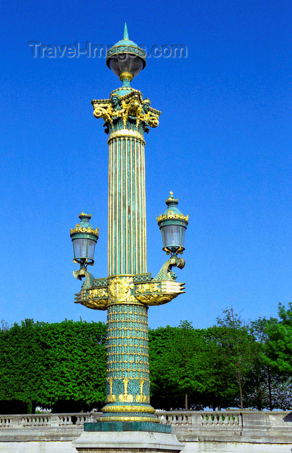 france97: France - Paris: lamp-post outside Jardin des Tuileries - Colonne rostrale - rive droite - Ier - photo by D.Jackson - (c) Travel-Images.com - Stock Photography agency - Image Bank