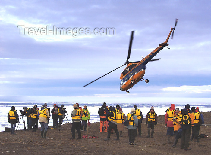 franz-josef32: Franz Josef Land Helicopter flying over passengers, Rudolf Island - Arkhangelsk Oblast, Northwestern Federal District, Russia - photo by Bill Cain - (c) Travel-Images.com - Stock Photography agency - Image Bank