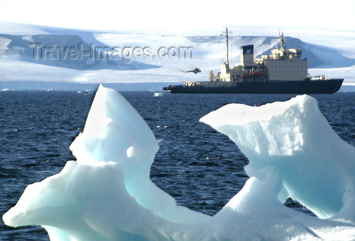 franz-josef39: Franz Josef Land Iceberg and ship with landing helicopter, Bell Island - Arkhangelsk Oblast, Northwestern Federal District, Russia - photo by Bill Cain - (c) Travel-Images.com - Stock Photography agency - Image Bank