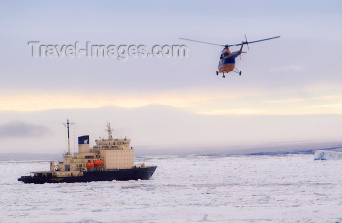 franz-josef73: Franz Josef Land Ship Kapitan Dranitsyn & helicopter - Arkhangelsk Oblast, Northwestern Federal District, Russia - photo by Bill Cain - (c) Travel-Images.com - Stock Photography agency - Image Bank