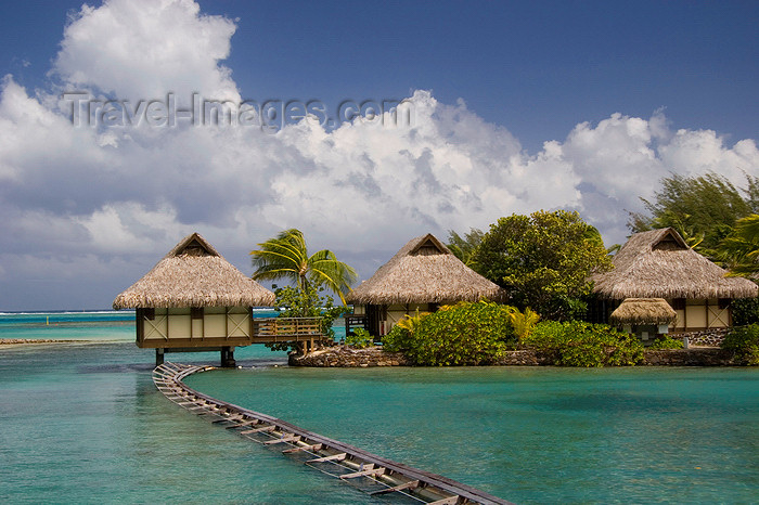 french-polynesia20: Papetoai, Moorea, French Polynesia: InterContinental Hotel - overwater bungalows - South Pacific Ocean - photo by D.Smith - (c) Travel-Images.com - Stock Photography agency - Image Bank