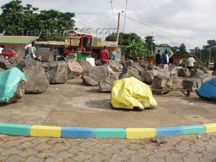 gabon14: Oyem, Woleu-Ntem province, Gabon: rocky roundabout - boulders - photo by B.Cloutier - (c) Travel-Images.com - Stock Photography agency - Image Bank