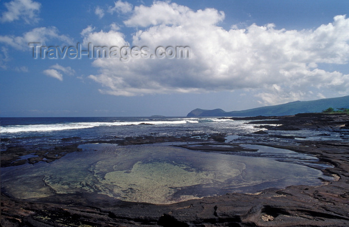 galapagos64: Santiago Island, Galapagos Islands, Ecuador: shallow pools of water on James Bay - lava along the coast - photo by C.Lovell - (c) Travel-Images.com - Stock Photography agency - Image Bank