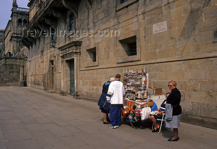 galicia74: Galicia / Galiza - Santiago de Compostela - A Coruña province: religious souvenirs for sale in Praza do Obradoiro - photo by S.Dona' - (c) Travel-Images.com - Stock Photography agency - Image Bank