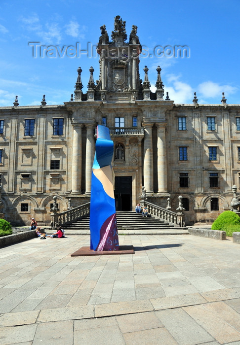 galicia9: Santiago de Compostela, Galicia / Galiza, Spain: San Martiño Pinario convent and modern art - Praza da Inmaculada - photo by M.Torres - (c) Travel-Images.com - Stock Photography agency - Image Bank