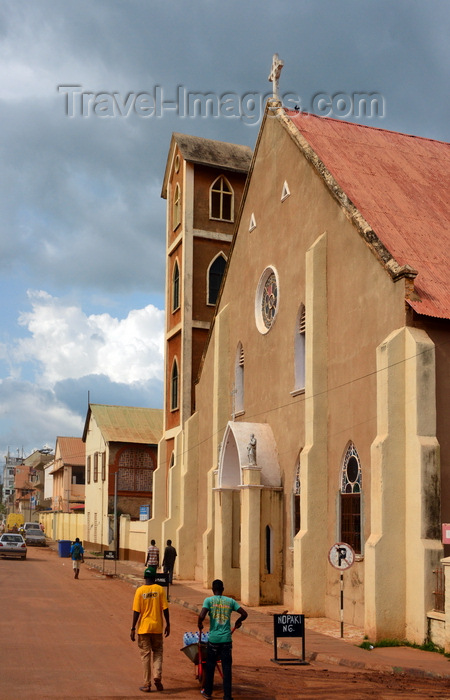 gambia38: Banjul, The Gambia: Roman Catholic Cathedral of Our Lady of the Assumption - people and façade on Daniel Goddard street - photo by M.Torres - (c) Travel-Images.com - Stock Photography agency - Image Bank