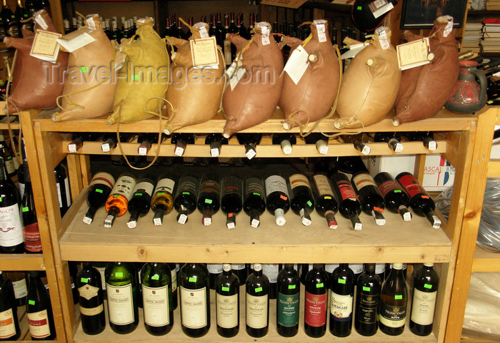 georgia185: Tbilisi, Georgia: Georgian wine, sold in bottles and wineskins - photo by N.Mahmudova - (c) Travel-Images.com - Stock Photography agency - Image Bank