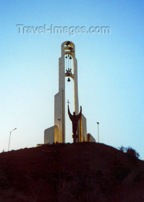 georgia39: Georgia - Tbilisi / Tblissi / TBS: praising - modern campanile - photo by M.Torres - (c) Travel-Images.com - Stock Photography agency - Image Bank