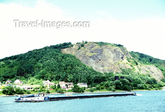 germany137: Germany / Deutschland - Remagen: A barge passes by the remains of the Ludendorff Bridge - photo by R.Eime - (c) Travel-Images.com - Stock Photography agency - Image Bank