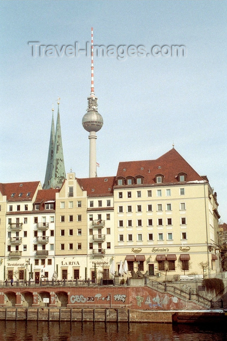 germany148: Berlin, Germany / Deutschland: Nikolaiviertel - Nikolai quarter and Funkturm - photo by M.Bergsma - (c) Travel-Images.com - Stock Photography agency - Image Bank