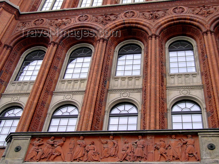 germany224: Germany / Deutschland - Berlin: Rote Rathaus - façade detail - Red Rathaus - photo by M.Bergsma - (c) Travel-Images.com - Stock Photography agency - Image Bank