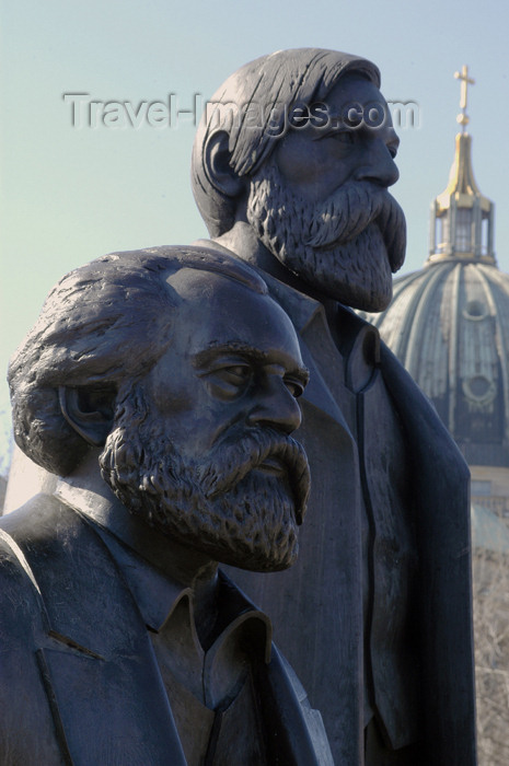 germany278: Berlin, Germany: monument to Karl Marx and Friedrich Engels, theoretical inventors of communism and the Dome of the Cathedral - photo by W.Schmidt - (c) Travel-Images.com - Stock Photography agency - Image Bank