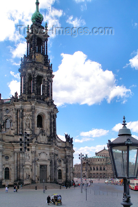 germany292: Dresden, Saxony / Sachsen, Germany / Deutschland: Hofkirche Roman Catholic Cathedral, by architect Gaetano Chiaveri, destroyed in the Anglo-American firebombing and restored by the GDR - Schlossplatz and Theater square - Altstadt - photo by E.Keren - (c) Travel-Images.com - Stock Photography agency - Image Bank