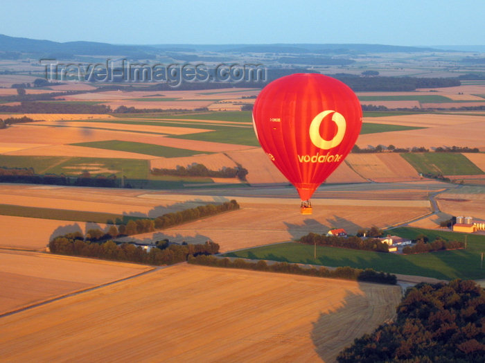 germany359: Würzburg Kreis, Lower Franconia, Bavaria, Germany:  Vodafone baloon flies over farms - from the air - photo by D.Steppuhn - (c) Travel-Images.com - Stock Photography agency - Image Bank