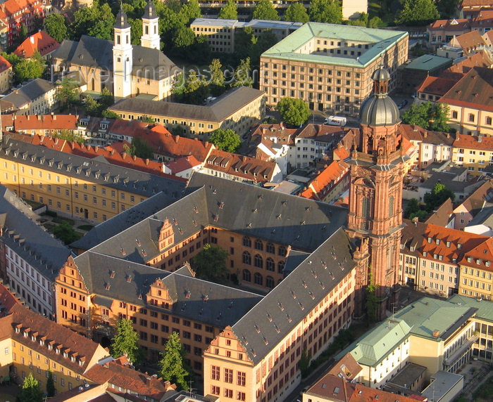 germany364: Würzburg, Lower Franconia, Bavaria, Germany: the Old University and its tower - from the air - photo by D.Steppuhn - (c) Travel-Images.com - Stock Photography agency - Image Bank