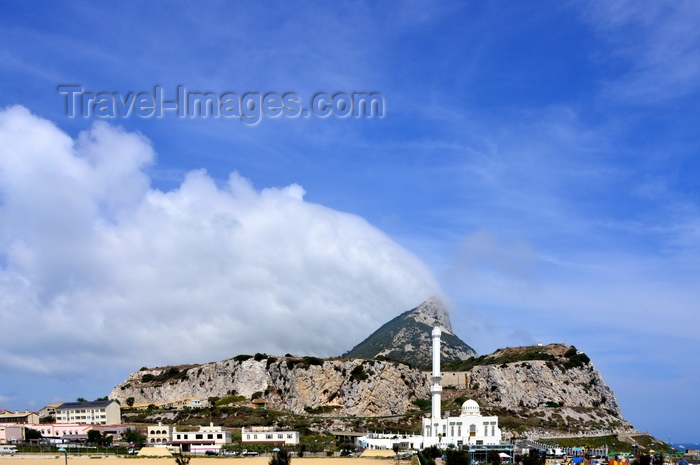 gibraltar29: Gibraltar: southern view of Gibraltar with the King Fahd bin Abdulaziz al-Saud Mosque on the right - orographic clouds - photo by M.Torres - (c) Travel-Images.com - Stock Photography agency - Image Bank