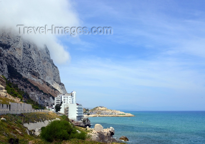 gibraltar32: Gibraltar: view along Sir Herbert Miles Road towards Catalan Bay - orographic clouds, Caleta Hotel and newly reclaimed land - photo by M.Torres - (c) Travel-Images.com - Stock Photography agency - Image Bank
