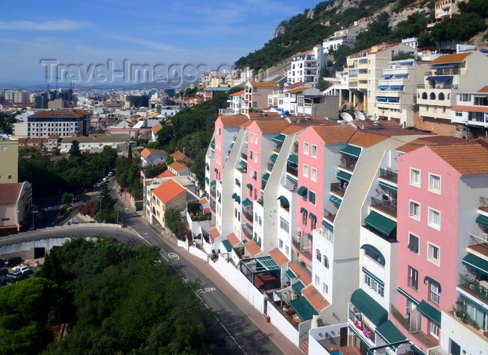 gibraltar63: Gibraltar: upper town - buildings on the hillside, Europa road - photo by M.Torres - (c) Travel-Images.com - Stock Photography agency - Image Bank