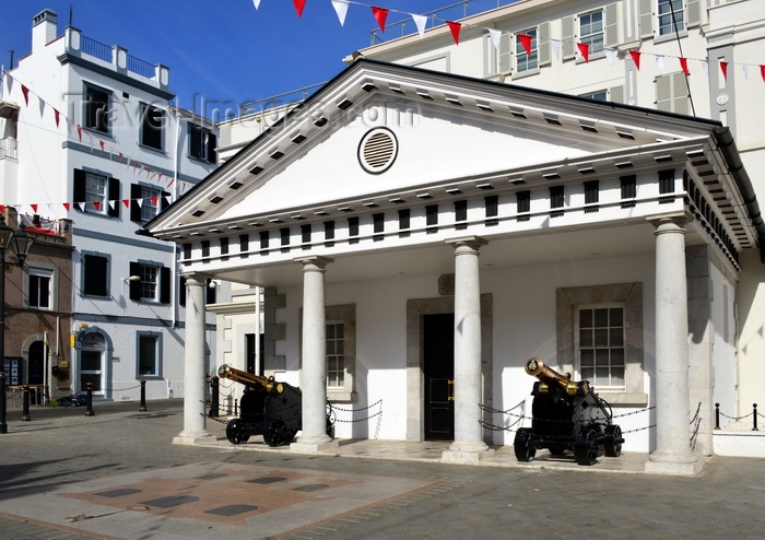 gibraltar74: Gibraltar: Guard House of the residence of the Governor of Gibraltar, the Convent - pavement with coat of arms on Convent Place, Main Street - photo by M.Torres - (c) Travel-Images.com - Stock Photography agency - Image Bank