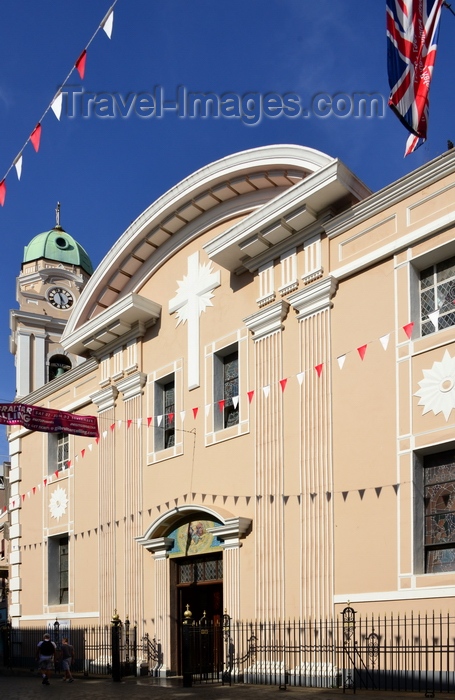 gibraltar83: Gibraltar: facade of the Catholic Cathedral of Saint Mary the Crowned, Main Street - Iglesia de Santa Maria la Coronada y San Bernado - photo by M.Torres - (c) Travel-Images.com - Stock Photography agency - Image Bank